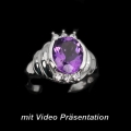 925 Silber Ring mit echtem Lupenreinen Afrika Amethyst GR 58,5