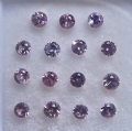 1.00 ct. 15 Stück unbeh.violette runde 2.5 mm Brillantschliff Burma Spinelle