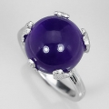 925 Silber Ring mit Intensiv Violettem Bolivien Amethyst  GR 56 (Ø17,8 mm)
