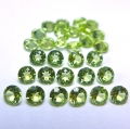 3.58 ct VS! 30 pieces fine green round 3 mm Pakistan Peridot Gemstones. Nice color !