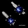 Fine 925 Silver Earrings with genuine Dark Blue Star Sapphire Gems