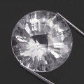 19.76ct Diamantweißer runder 18mm Concave Schliff Quarz mit feinen Rutilnadeln
