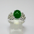 Great 925 silver ring with 10 x 8.5 mm (3.23 ct) Africa Chrysopras, SZ 7.25