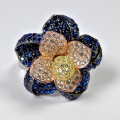 Bild 2 von 925 Silver Flower Ring with Multi Color Cubic Zirconia Stones, Size 8 (Ø 18 mm)