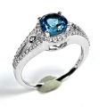 Bild 2 von Beautiful 925 silver ring with 6.0 mm London Blue Topaz, size 56.5 (Ø 18 mm)