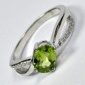 Delicate 925 Silver Ring with real Pakistan Peridot, SZ 8 (Ø 17.8 mm)