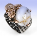 Unicum ! 925 Silver Designer Ring with Dendrite Opal, Handcrafted
