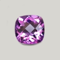 5.90 ct. VVS!  Violetter  11 x 11 mm Uruquay Cushion Amethyst im Checkerboard Schliff