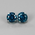 0.39 ct  Tolles Paar runde 3.5 mm Fancy Blue Brillanten
