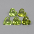 2.02 ct 5 piece of fine green 5.0 mm Heart Facet Burma Peridot Gems