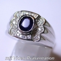Eleganter 925 Silber Ring mit echtem 6 x 4 mm Afrika Saphir  GR 54,5