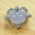 Bild 2 von 925 Silber Ring mit Pastellblauem 13 x 11 mm Afrika Chalcedon, GR 55 (Ø 17.7 mm)