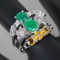 Bild 3 von 925 Silver Ring with genuine Emerald and Sapphire Gemstones Size 7 (Ø 17.5 mm)