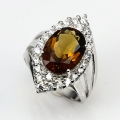 Traumhafter 925 Silber Ring mit echtem 13 x 9 mm Brasilien Cognac Quarz GR.59.5