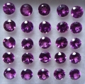 3.6 ct. 25 pieces round pink- violet 3 mm Rhodolite Garnet Gems. Ravashing color!