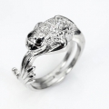  925 Silver Frog ring with Black Africa Spinel SZ 7 (Ø 17.5 mm)