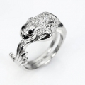 Bild 1 von 925 Silber Frosch Ring mit schwarzem Afrika Spinell  GR 54,5 (Ø 17,5 mm)