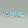 3.34 ct. VS! 4 pieces fine 5.9 x 5.8 mm Brazil Sky Blue Topaz Gems, Heart Facet