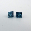 0.33 ct. Bezauberndes Paar blaue 2.8 mm Karree / Prinzess Schliff Diamanten