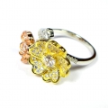 Toller 925 Silber Blumen Ring mit weißen Zirkonia Steinen, GR 56,5 (Ø 18 mm)
