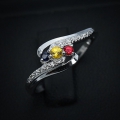 Fine 925 Silver Ring with Multi Color Sapphires, SZ 8.5 (Ø 18.5 mm)