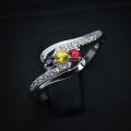 Bild 1 von Feiner 925 Silber Ring mit Multi Color Saphiren, GR 58,5 (Ø 18,5 mm)