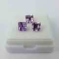 2.16 ct  3 Stück bezaubernde Light Violette 5 x 5 mm Brasilien Carré Amethyste