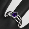 Bild 3 von Enchanting 925 Silver Ring with Dark purple Amethyst, Size 9 (Ø19 mm)