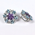 Bild 2 von Fascinating 925 Silver Earrings with Sky Blue Topaz & Amethyst Gemstones.