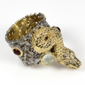 Bild 2 von 925 Silver Fine Art Designer Ring with Aquamarine, Sapphire & Ruby SZ 56.5 (Ø 18mm)