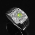 Eleganter 925 Silber Ring mit echtem Welo Opal,  GR 57  ( Ø18,2 mm )