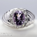 925 Silber Ring mit 9 x 7 mm Brasilien Amethyst, Größe 54,5 (Ø 17.5 mm)