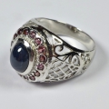 Bild 2 von Antikstyle 925 Silver Ring with Blue Star Star Sapphire, Z 9.25 (Ø 19.2 mm)