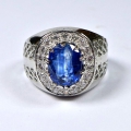 925 Silver Ring with Cornflower Blue Nepal Kyanite, SZ 8.5 (Ø 18.5 mm)