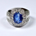 Bild 1 von 925 Silber Ring mit Kornblumenblauem Nepal Kyanit, GR 58,5 (Ø 18,5 mm)