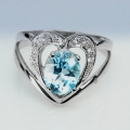 Eleganter 925 Silber Ring mit echtem Sky Blue Topas Edelstein  GR 58,5