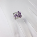 Bild 5 von 925 Silver Flower Ring with Brazil Amethyst Gemstones, GR 54.5 (Ø 17.5 mm)