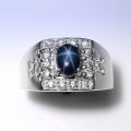 Bild 2 von Charming 925 Silver Ring with genuine Blue Star Sapphire SZ 6.75 (Ø17.2 mm)