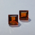 2.11 ct. PerfektesPaar 6 mm Spessartin Granat Carrés