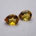 10.84 ct. VVS! Beautiful Pair of Gold Yellow 10 x 8 mm pear Facet Brazil Citrine