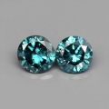 0.16 ct. Faszinierendes Paar 2.6 & 2.7 mm Fancy Blue Brillianten, SI-3