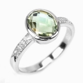 925 Silver Ring with Brazil Amethyst (Prasiolite), SZ 9 (Ø 19 mm)