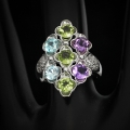 Bild 5 von Very nice 925 Silver Ring with genuine Multicolor Gemstones, SZ 6.5 (Ø17.2 mm)