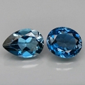 4.23 ct. Herrliches Paar natürl. Oval & Tropfen London Blue TOPAS Edelsteine