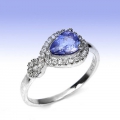 Zarter 925 Silber Ring mit Blau- Violetten Tansanit Edelstein  GR 56,5 (Ø 18 mm)