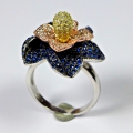 Bild 3 von 925 Silver Flower Ring with Multi Color Cubic Zirconia Stones, Size 8 (Ø 18 mm)