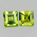 2.08 ct. Edles Paar Grüne 5.9 x 5.9 mm Pakistan Karree Peridot Edelsteine