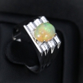Bild 2 von Enchanting 925 Silver Ring with Ethiopia Opal, Size 9 (Ø19,5 mm)