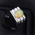 Bild 2 von Bezaubernder 925 Silber Ring mit Äthiopien Opal, GR 59,5 (Ø19 mm)